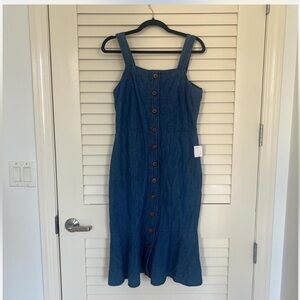 Oat New York denim button front midi dress